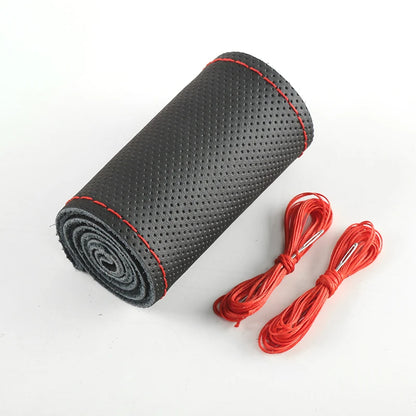 AutoCover Couleur Noir avec couture rouge 100% Cuir Premium avec surpiqûre
